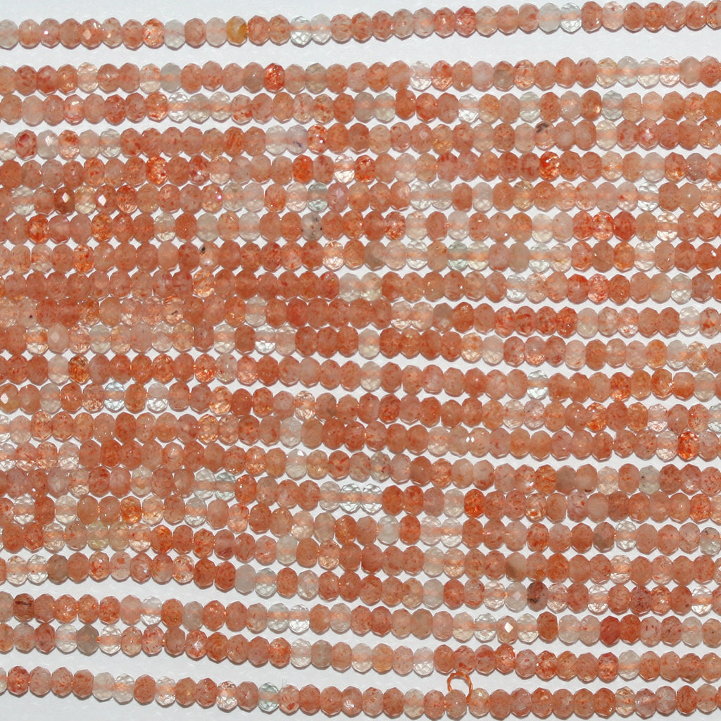 Perles rondelles à facettes en pierre de soleil St 15" 3x2mm.-Rig 39cm.