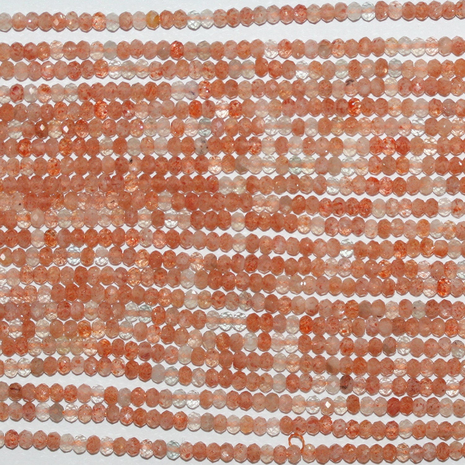 Perles rondelles à facettes en pierre de soleil St 15" 3x2mm.-Rig 39cm.