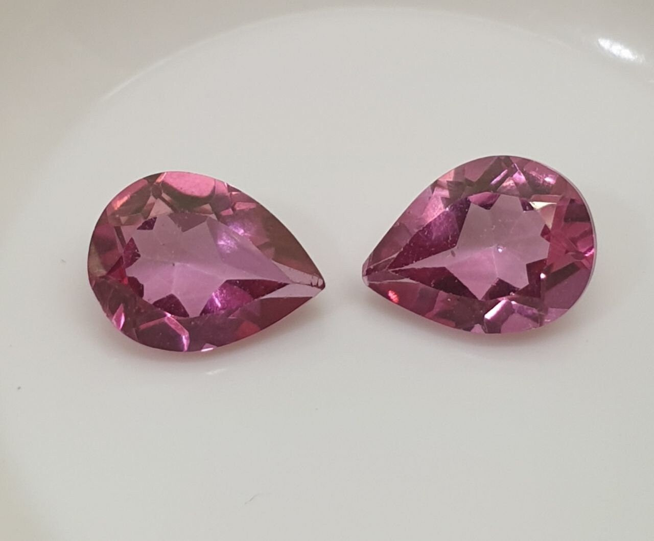 1 Pair AAA Pink Topaz Faceted Drop 8x6mm - Gems Gemstones Wholesale