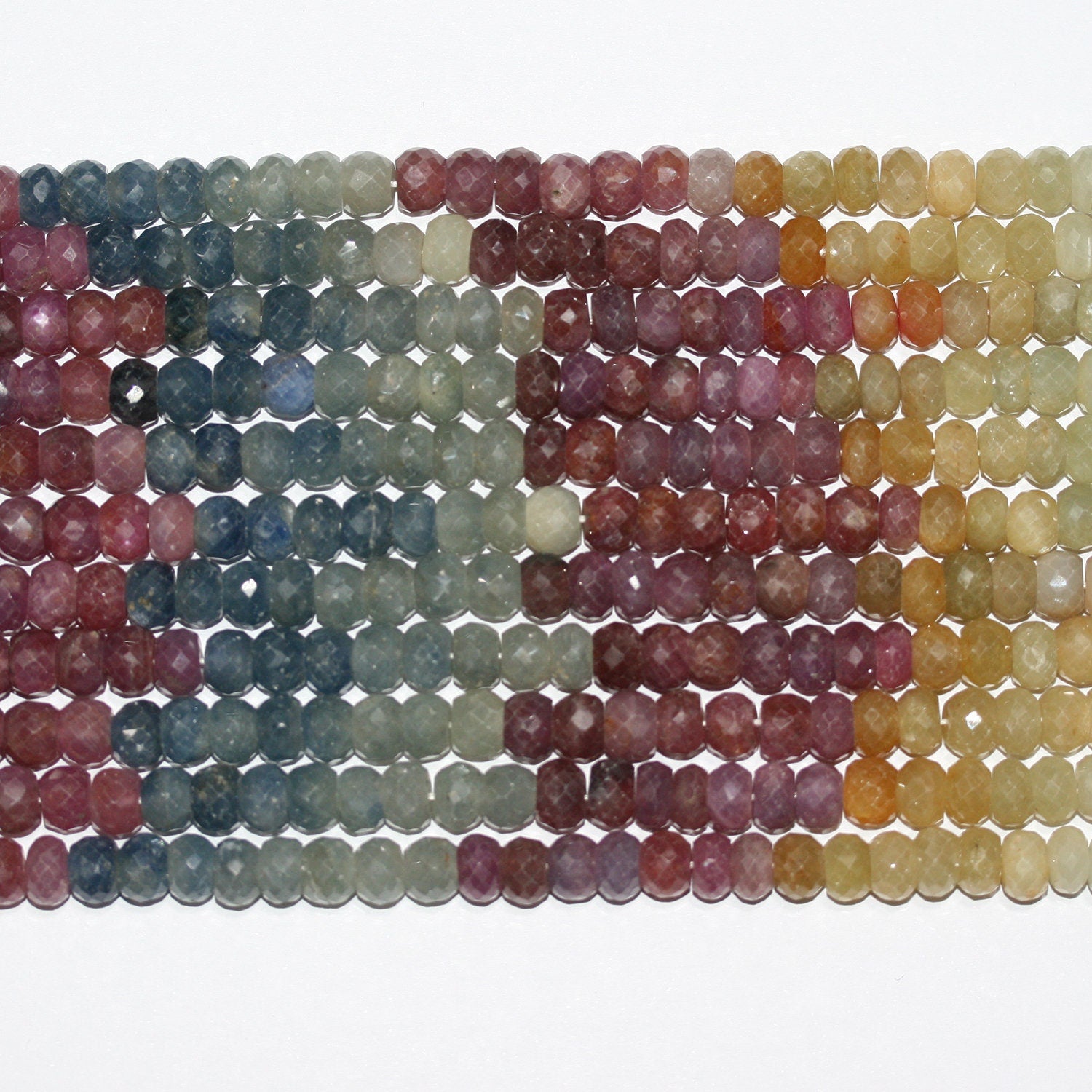 14" St Multi Sapphire Faceted Rondelle Beads   7x5mm.-Strand 37cm.