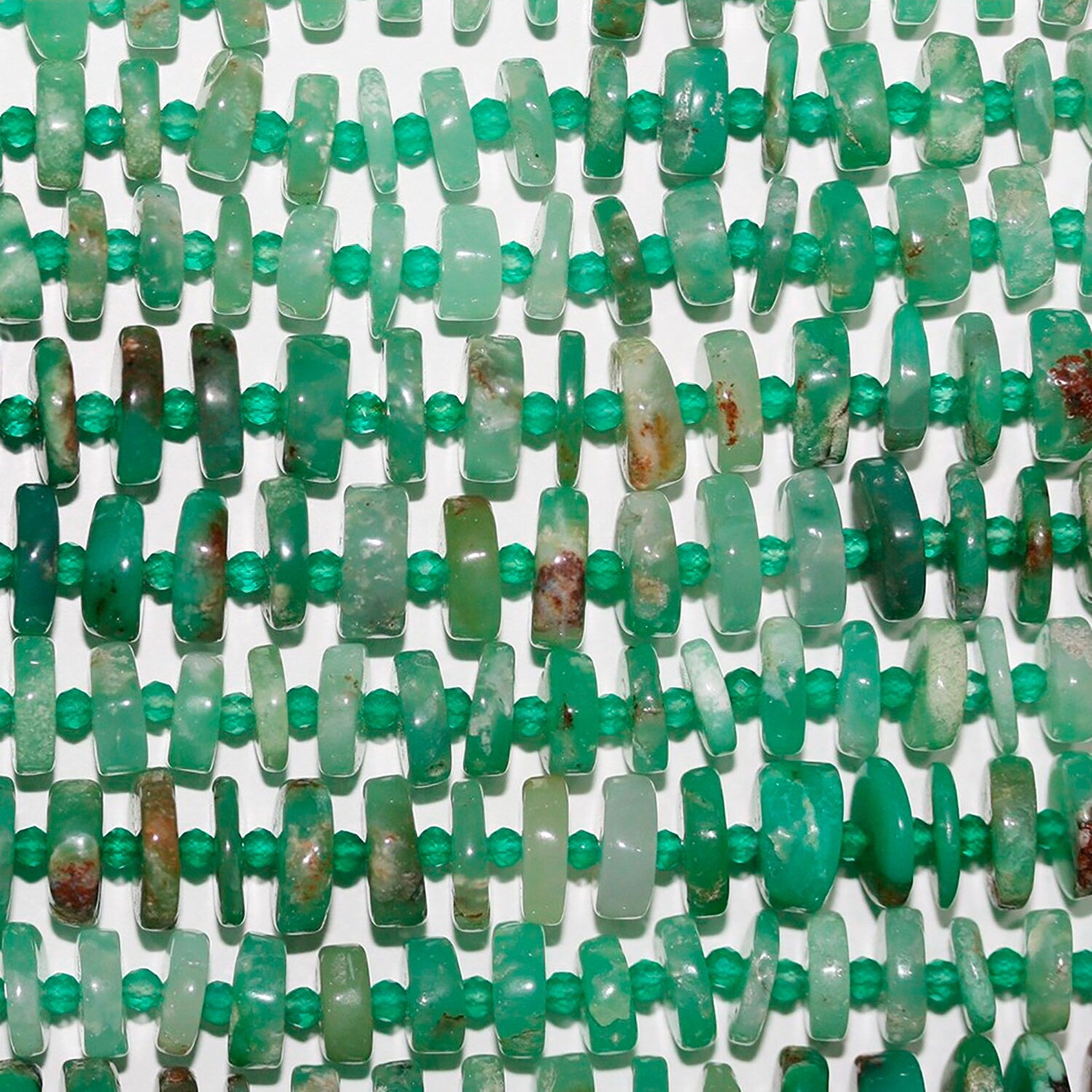 13" St Chrysoprase Smooth Rondelle 6-8x2m.Approx.-Strand 35cm