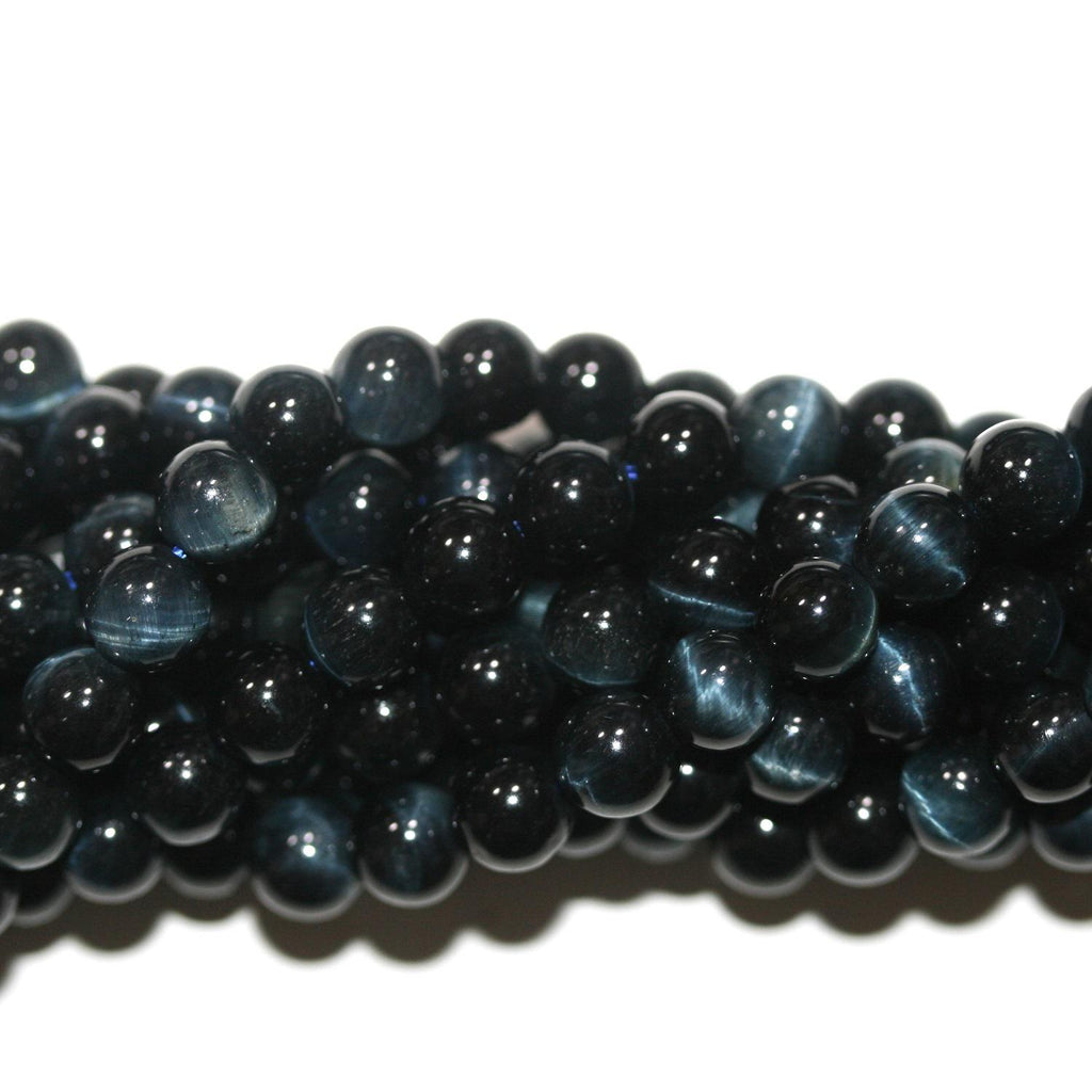 15" St Perles rondes œil de tigre bleu naturel 6,5 mm.-Rig 39 cm.