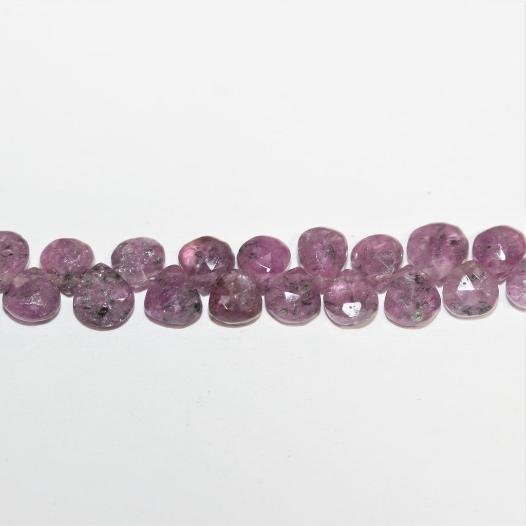 Perles en saphir rose facettées en forme de goutte de 8 pouces, 4 mm, rang de 20 cm.