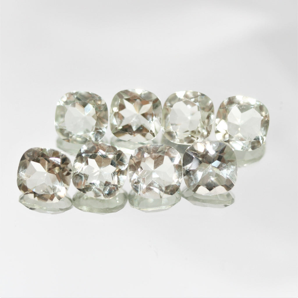 Lote de Prasiolita Cuadrada Facetada 8mm.- 8 Piezas