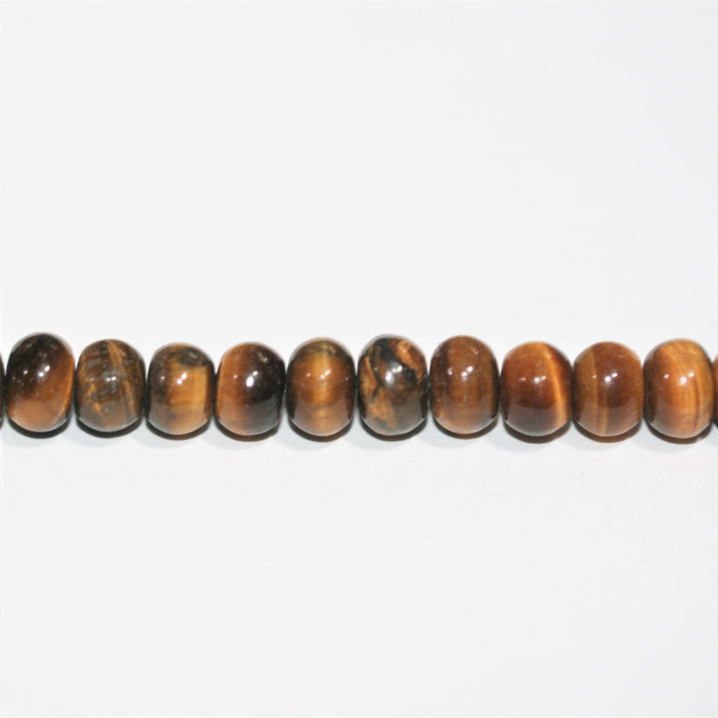 Perles rondelles lisses œil de tigre St 15" 6x4mm.- Brin 39cm.