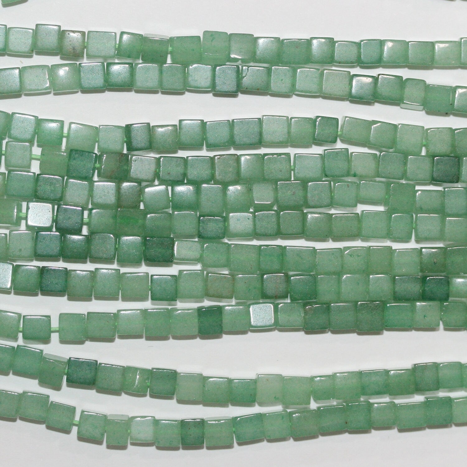 15" St Aventurine Smooth Cube Beads 4mm.-String 39cm.