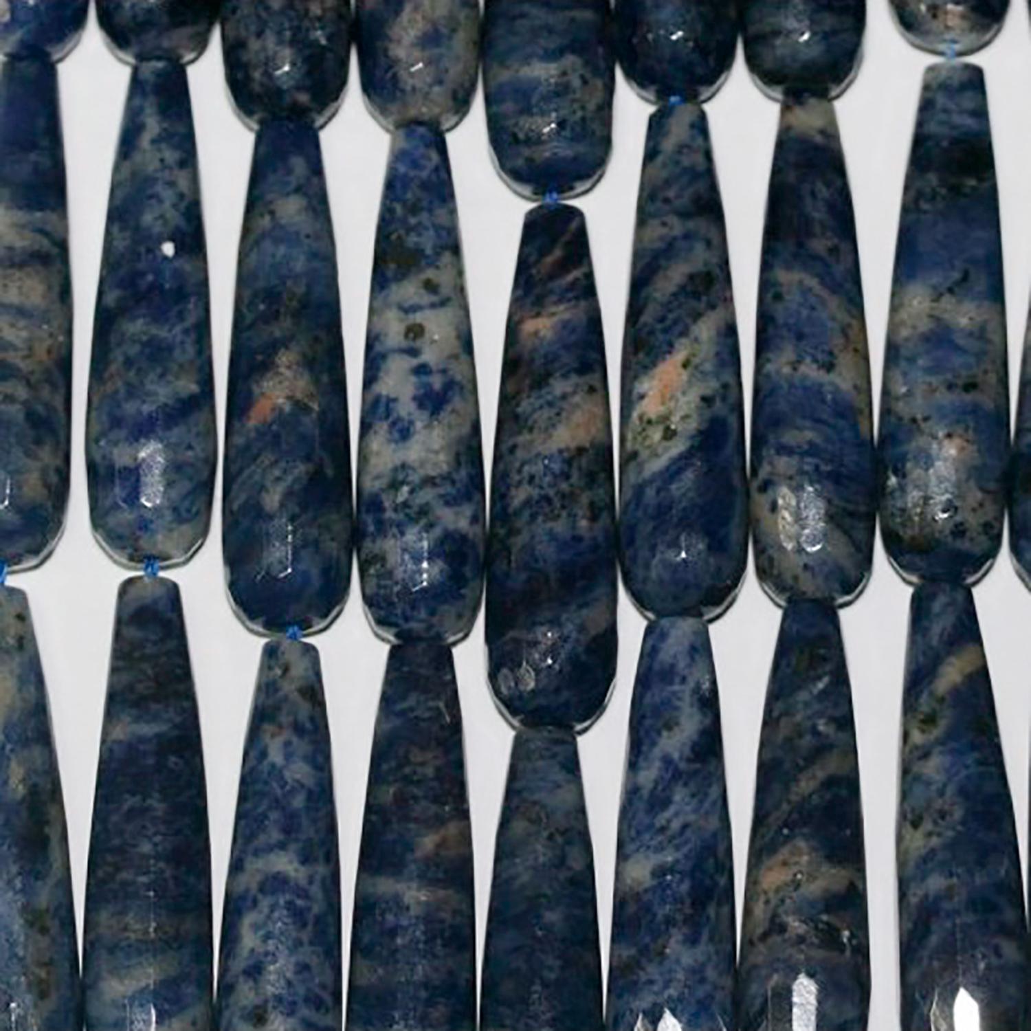 16" Cuentas de Gota Facetadas de Sodalita Santa 40x10mm.-Hilo 40cm.