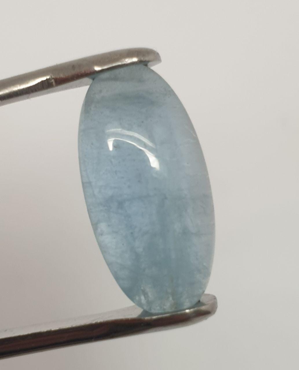 Blue Great Aquamarine 21.6x10.8x5.2mm Oval Long Cabochon. Aquamarine 11.11Cts Loose Gemstone Cabochon.