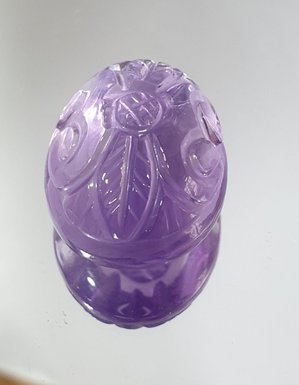 Cabochon en améthyste naturelle sculptée en forme de fleur, 36,69 ct, 23,12 x 18 mm - Pierre précieuse naturelle