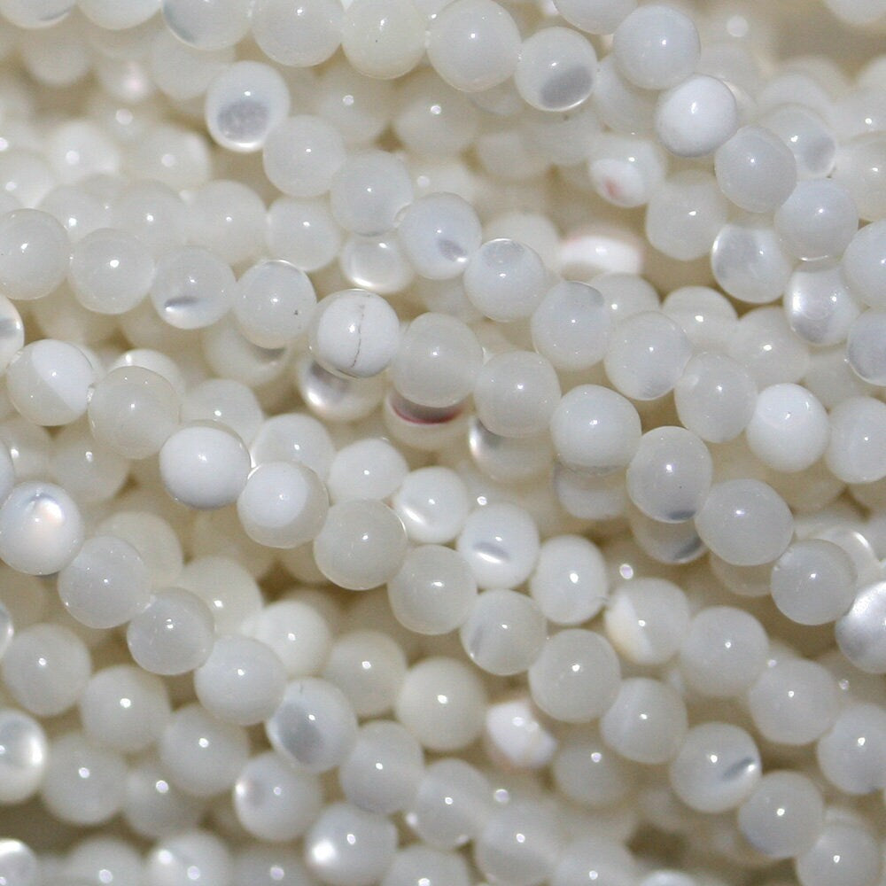 Cuentas redondas lisas de nácar de 40 cm, 2 mm, 16" (St MOP) - Hilo de 40 cm