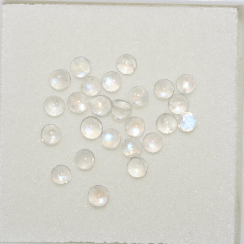 Lote de 25 cabujones redondos de piedra lunar de 3 mm. (25 piezas)