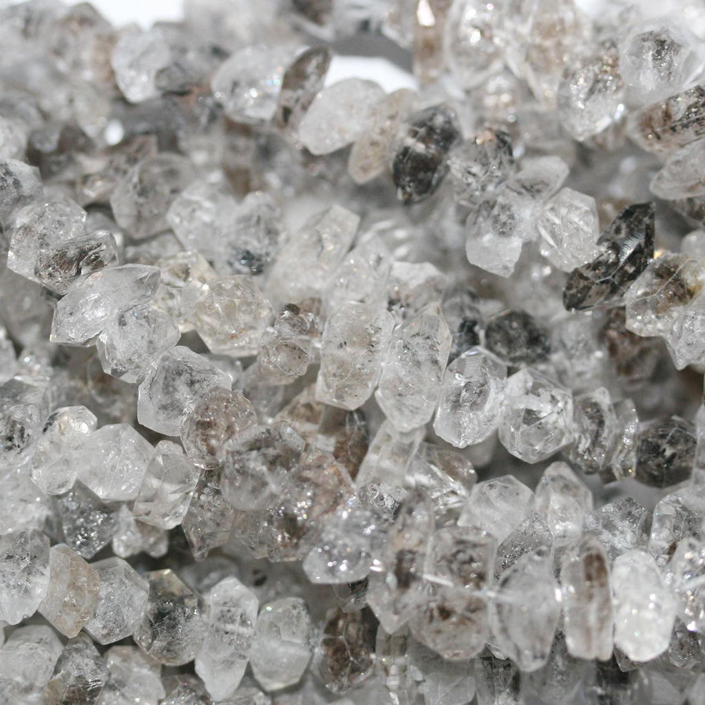 Cuentas de pepitas facetadas de cuarzo St Herkimer de 16", 8-10 mm aprox., tira de 40 cm.