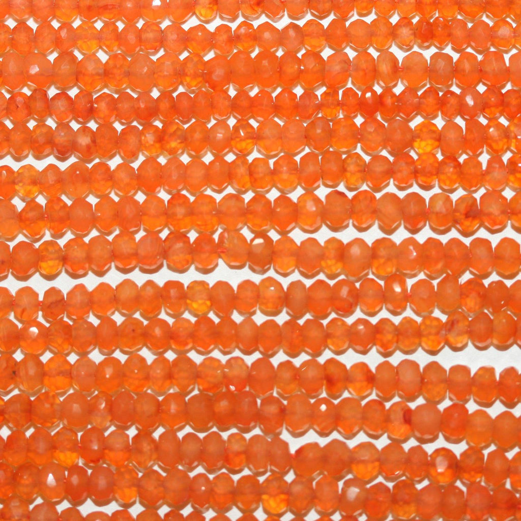 13" St Carnelian Faceted Rondelle Beads 3.5x2.5mm.-Strand 33cm.