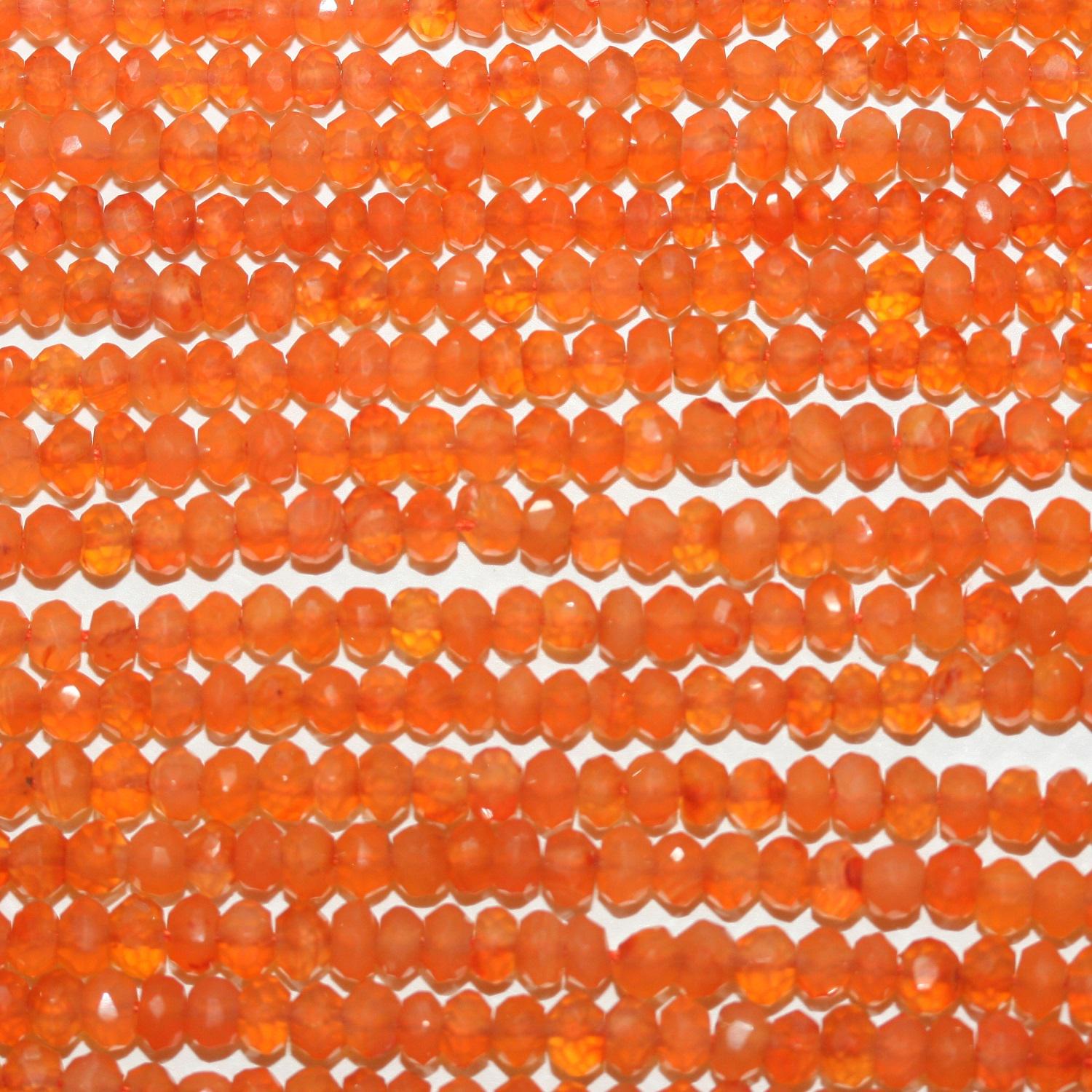 13" St Carnelian Faceted Rondelle Beads 3.5x2.5mm.-Strand 33cm.