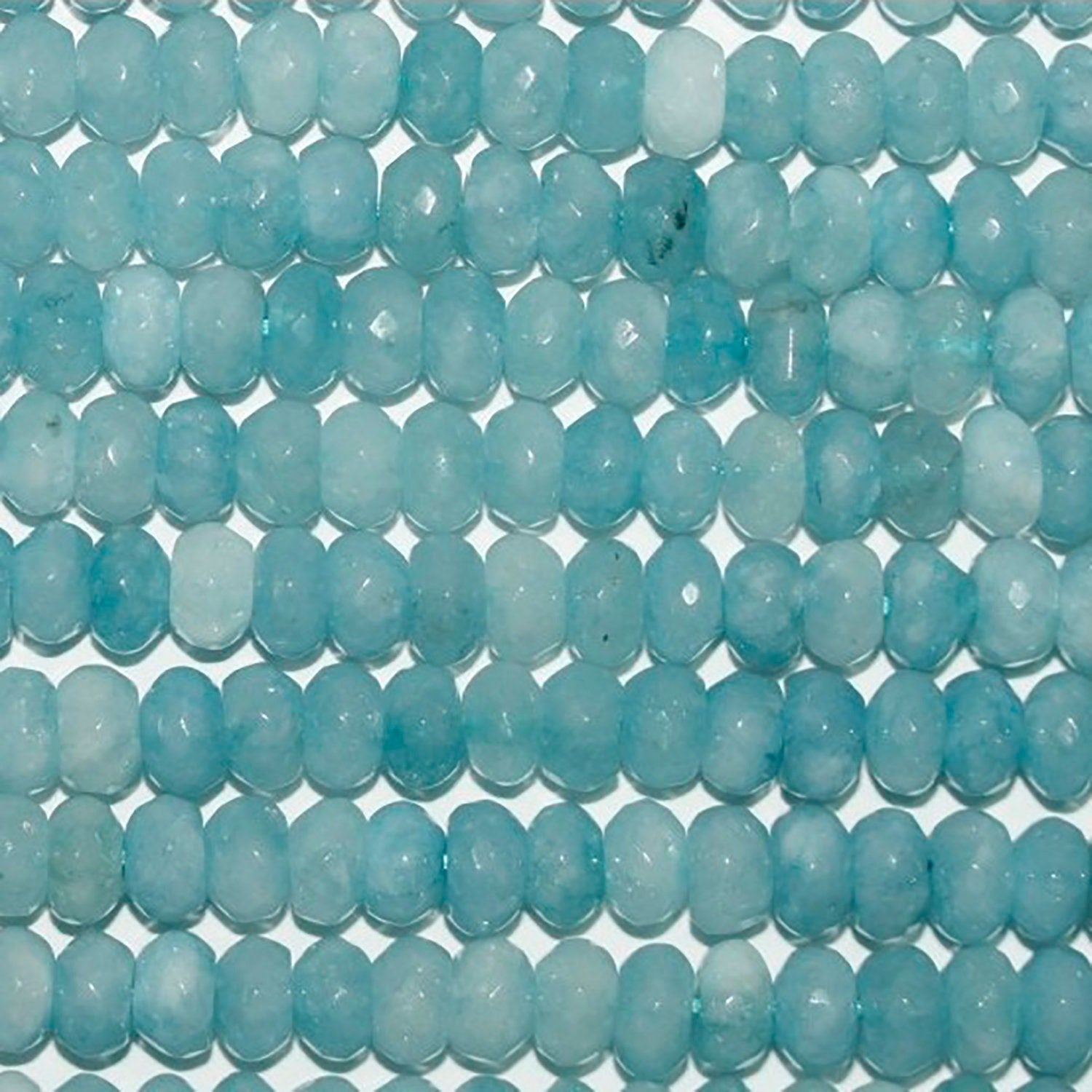 Perles rondelles à facettes en jade bleu de 40 cm (16 pouces), 8 x 5 mm, longueur 40 cm (16 pouces).