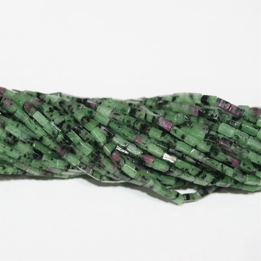 15" St Ruby Zoisite Perles Prisme Lisse 4x2mm.- Brin 39cm.