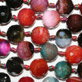15" Perles rondes à facettes en agate multicolore, 18 mm - Fil de 39 cm