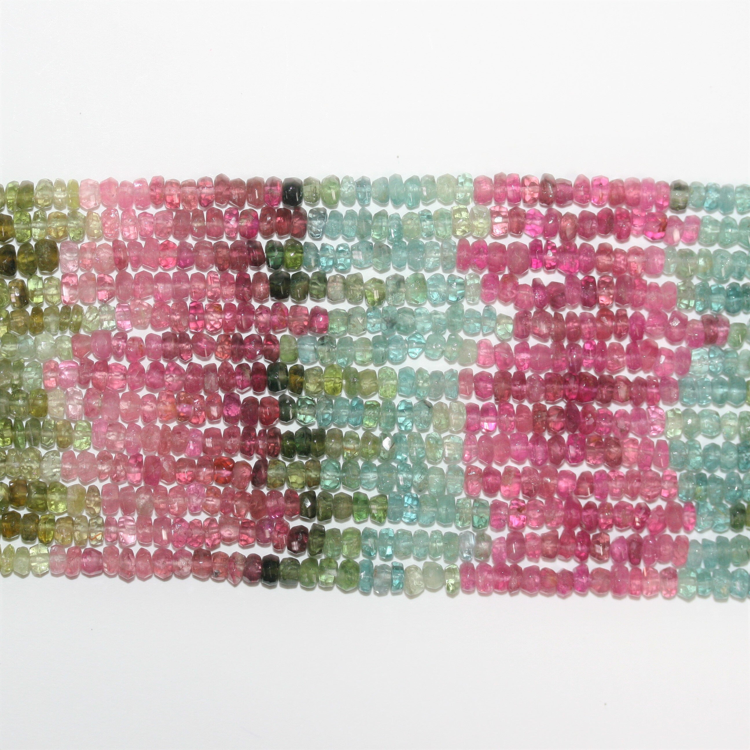 13" St Tourmaline Faceted Rondelle Beads 3x2mm.-Strand 33cm.