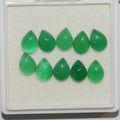 10Pcs Lot Green  Agate  Drop Cabochon ( 10 Pcs ) 8x6mm.