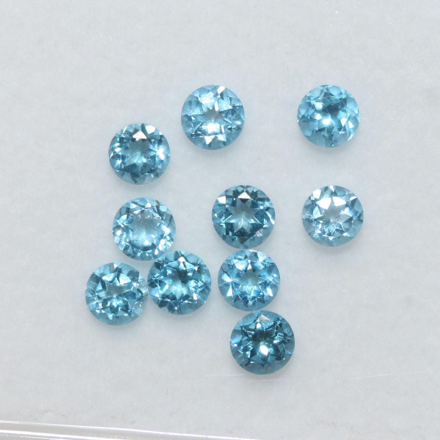 10 Pcs Lot Swiss Blue Topaz Faceted Round 4mm. (10Pcs.)