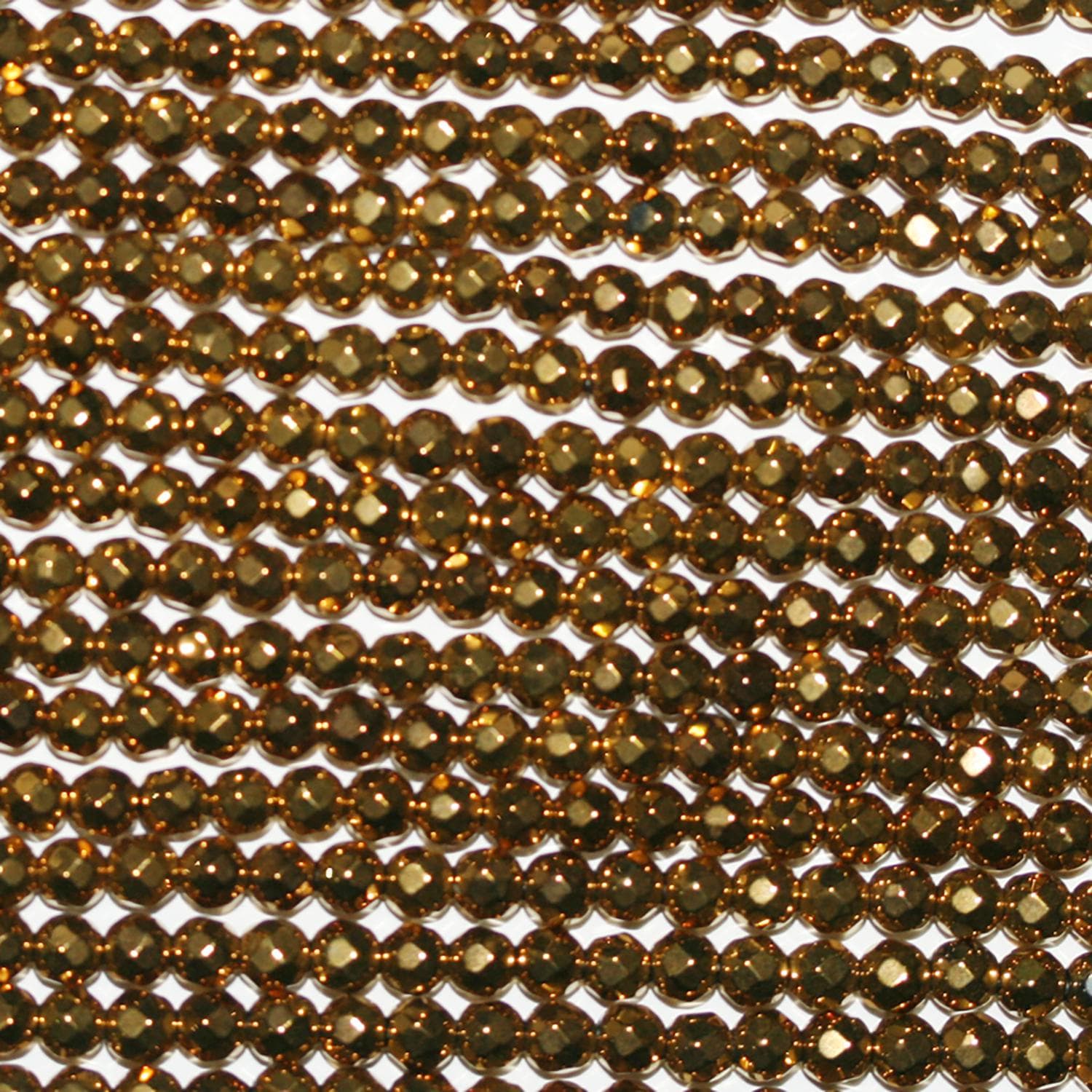 Cuentas redondas facetadas de hematita dorada de 16" (2 mm) - Hilo de 40 cm