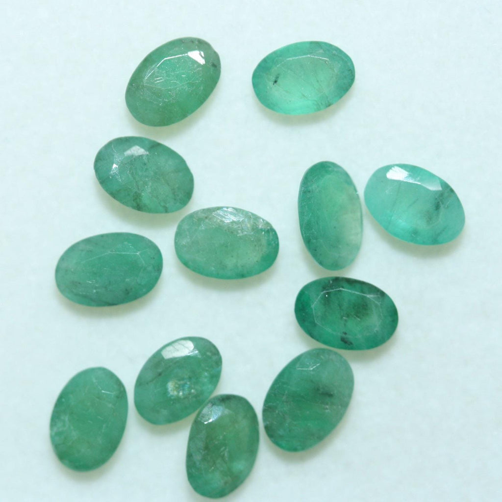 Lote Esmeralda Facetada Ovalada 6x4mm.(12Pcs)