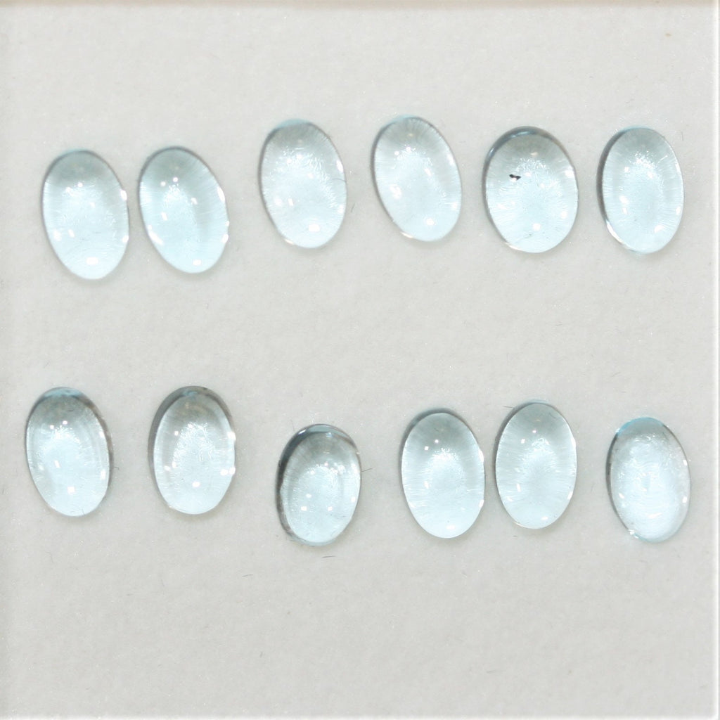 Sky Blue Topaz Smooth Oval Cabochons Lot 6x4mm.- 12 Pieces