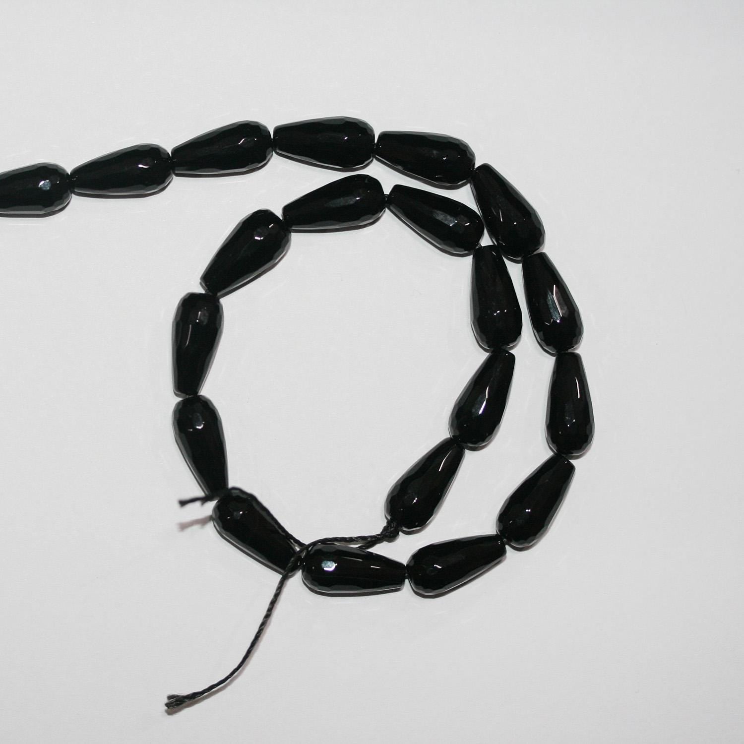 Cuentas de ónix facetado de 7" de St., 16 x 8 mm, hilo de 19 cm.