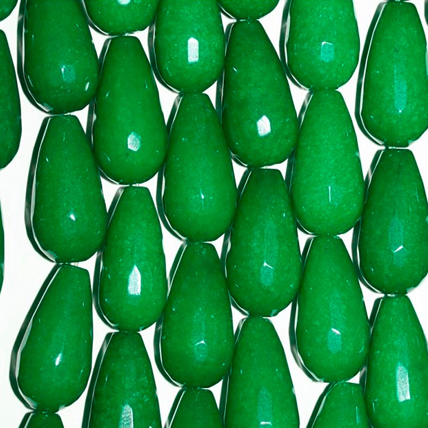 Cuentas de jade verde facetadas de 16" (25 x 13 mm) - Hilo de 40 cm