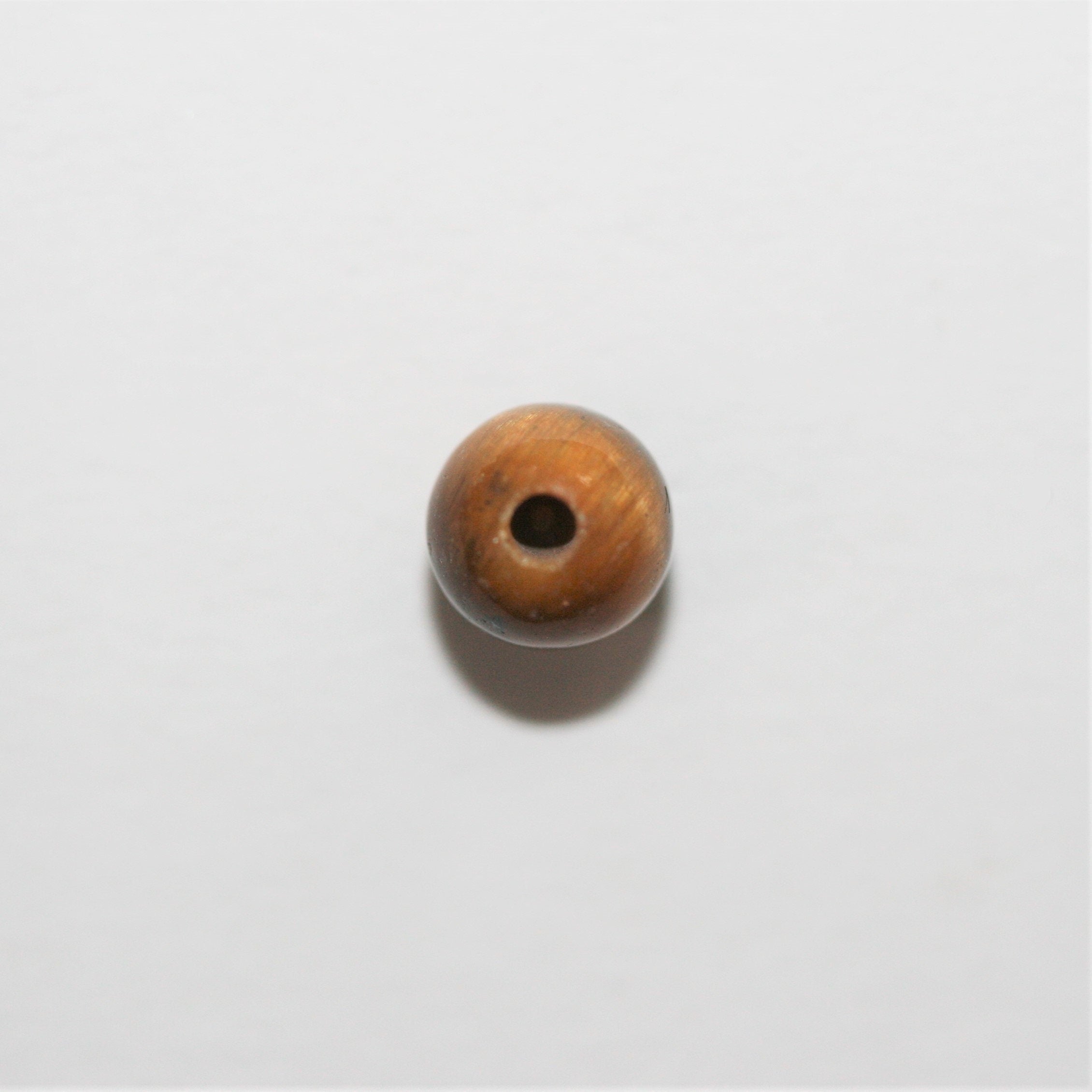 Œil de tigre demi-percé, rond lisse, 4 mm - 10 pièces