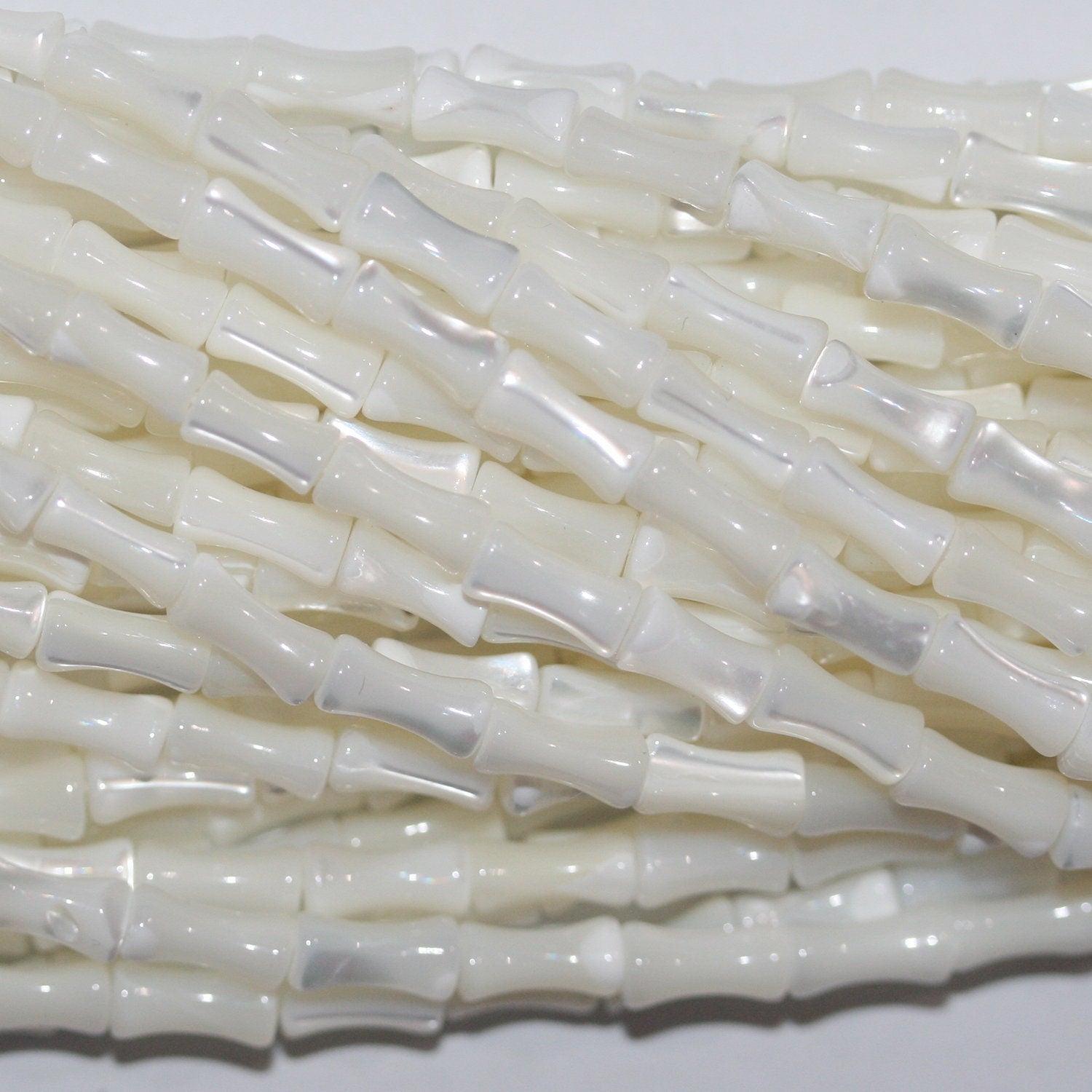 Cuentas de barril lisas St MOP de 16" (8 x 4 mm) - Hilo de 40 cm