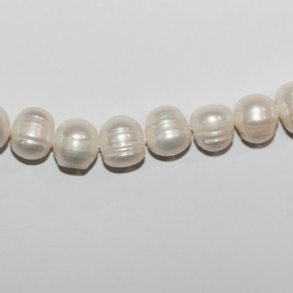 Perles rondes d'eau douce de 15 pouces (9-10 mm) - Fil de 38 cm. - Perles naturelles à prix de gros.