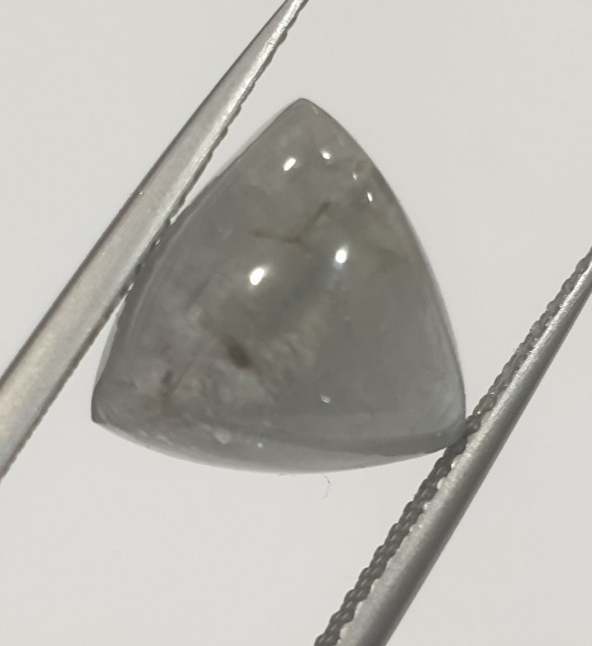 Rare Grey -Blue Tourmaline Trillion Cabochon 11.5x11.5mm 6.1 Ct- Untreated Stone- Rare Color