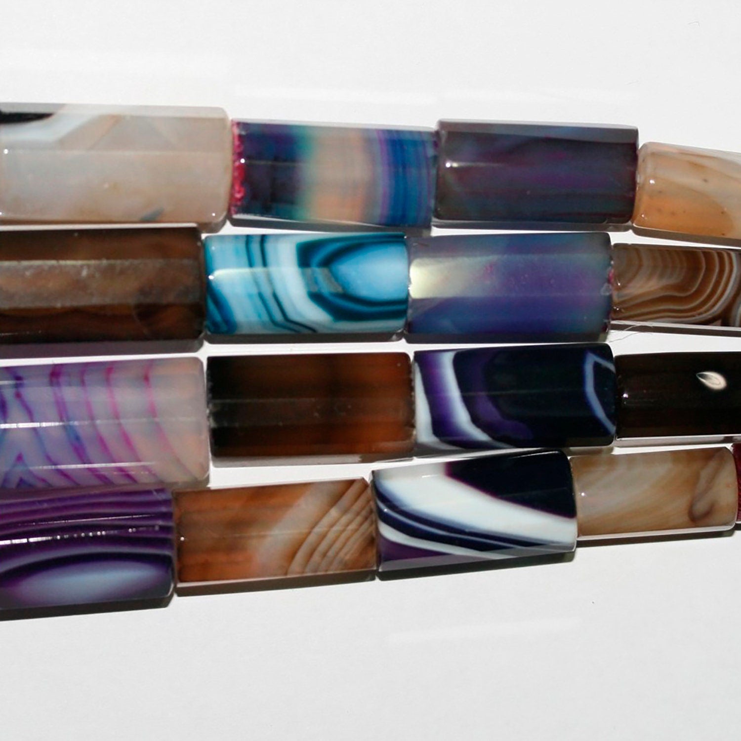 Cuentas de ágata multicolor facetadas, de barril graduado, de 16" (17 x 8-34 x 15 mm), tira de 40 cm