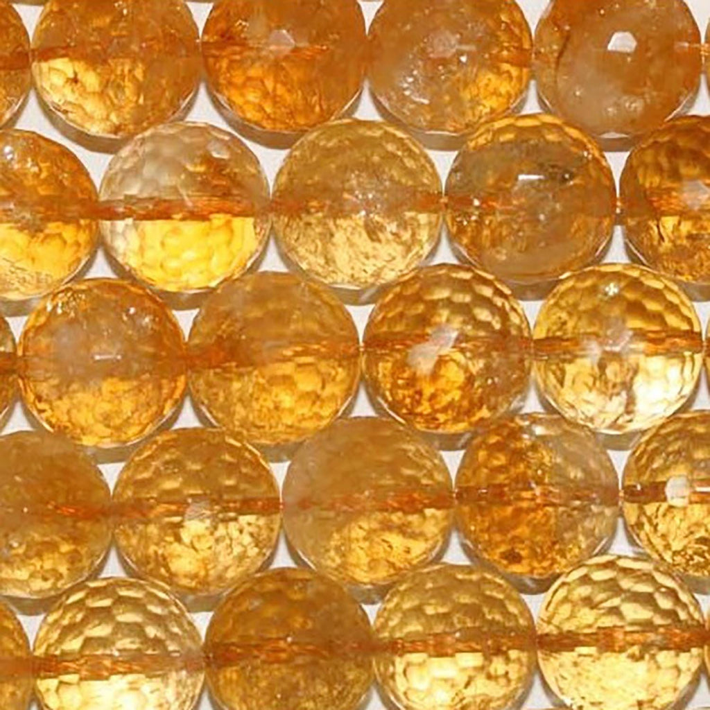 Cuentas redondas facetadas de citrino de 16" (15-16 mm) - Hilo de 40 cm