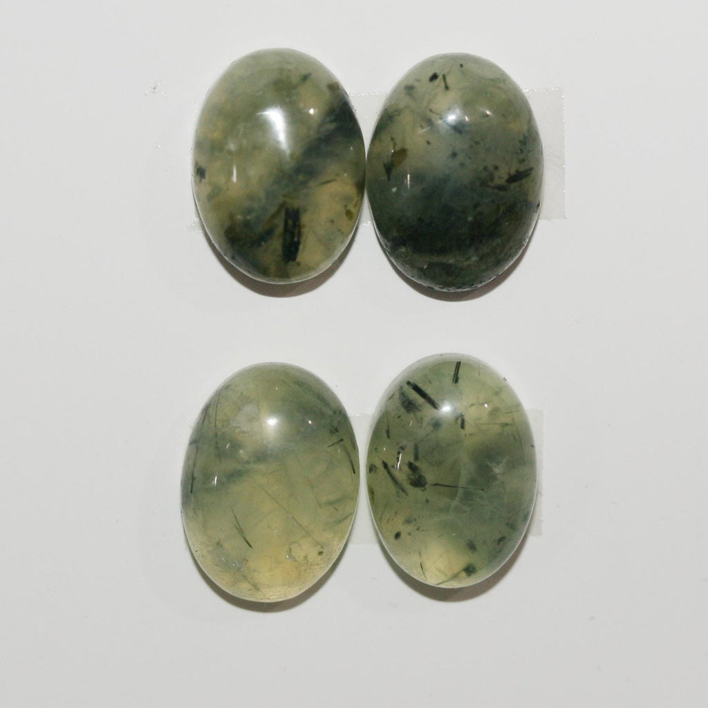 Lote de 4 cabujones ovalados de prehnita de 16 x 12 mm (4 unidades)