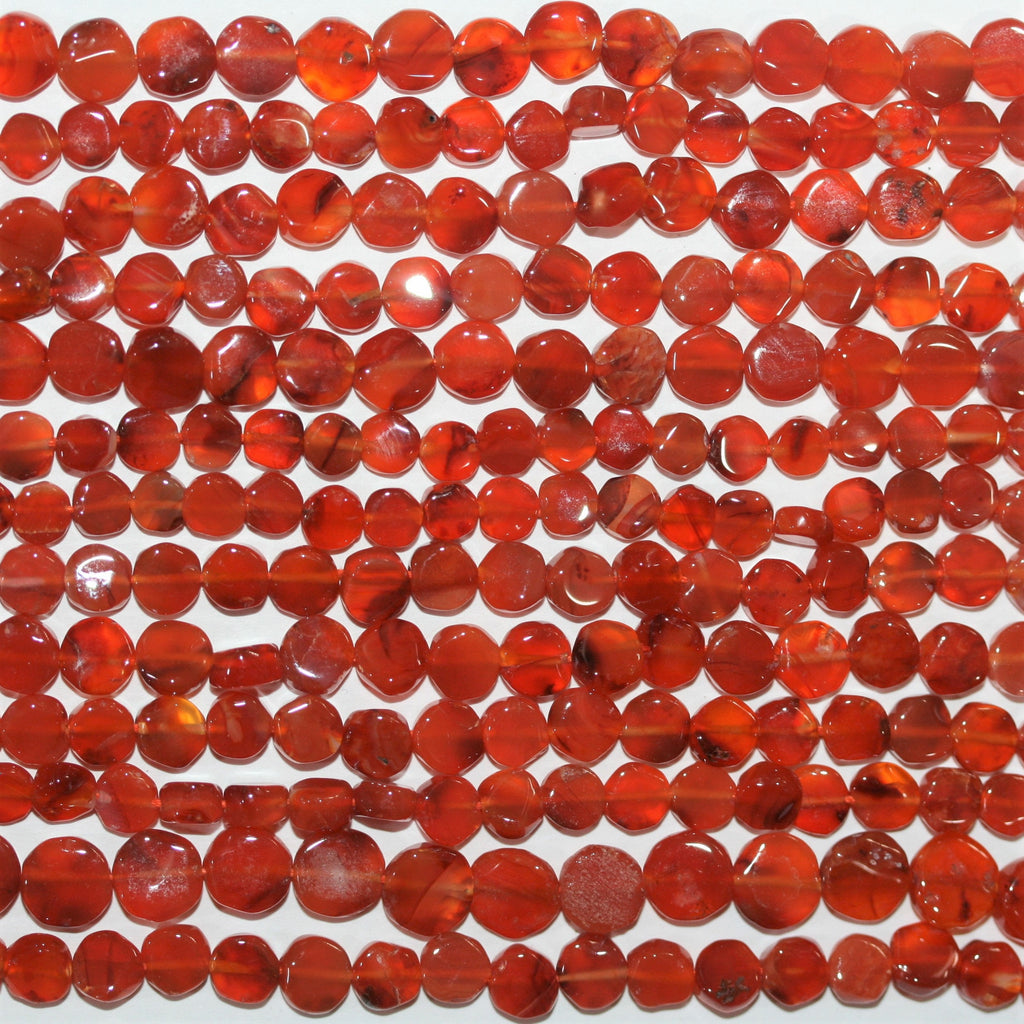 Perles de monnaie St Carnelian Smnooth 15" 6 mm - Fil 38 cm.
