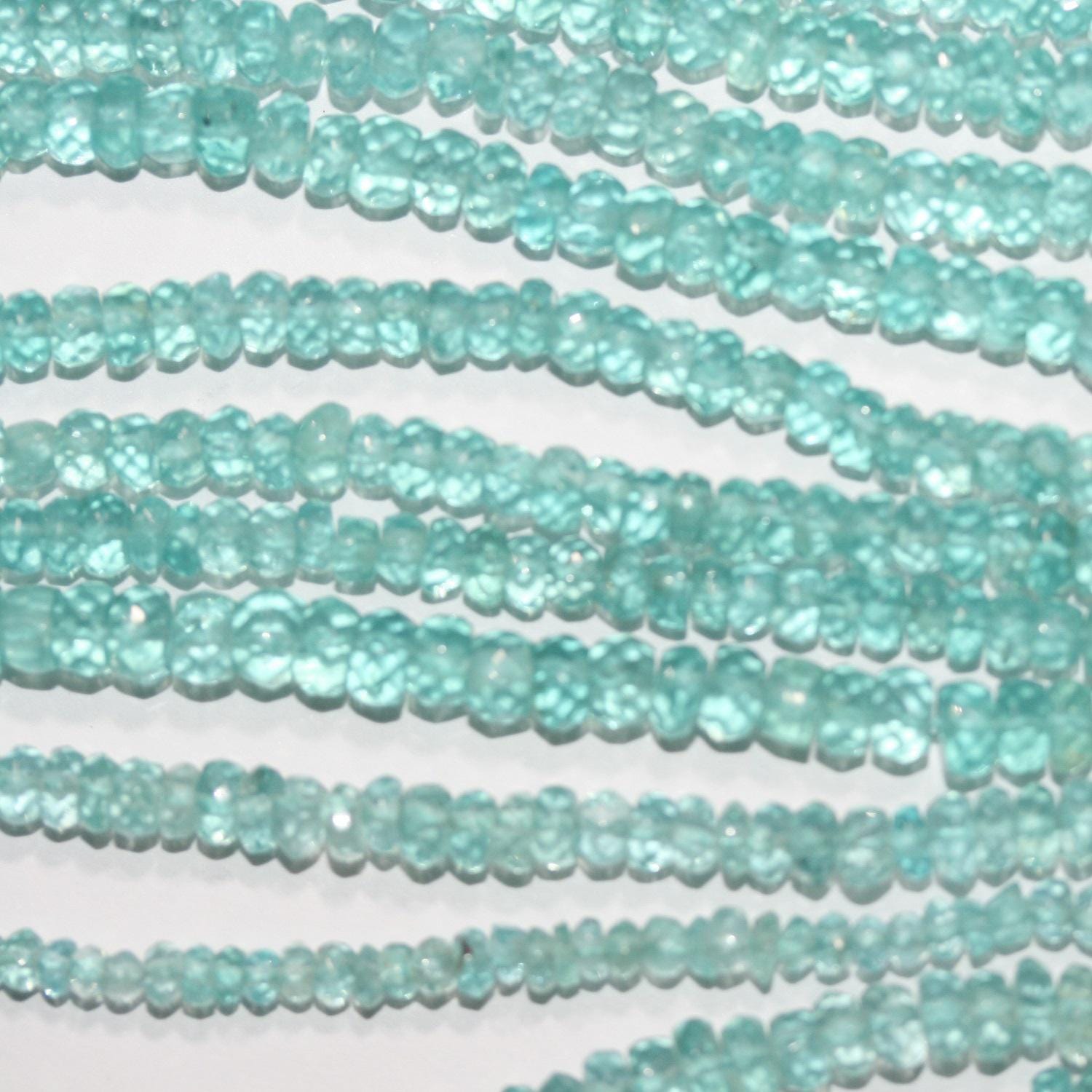 14" St Apatite Faceted Rondelle Beads 3-4x2mm.-Strand 35cm.-Item.8486