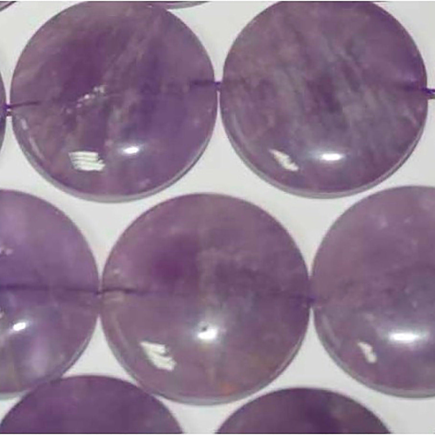 Cuentas lisas de amatista de 16" (30 mm) - Hilo de 40 cm