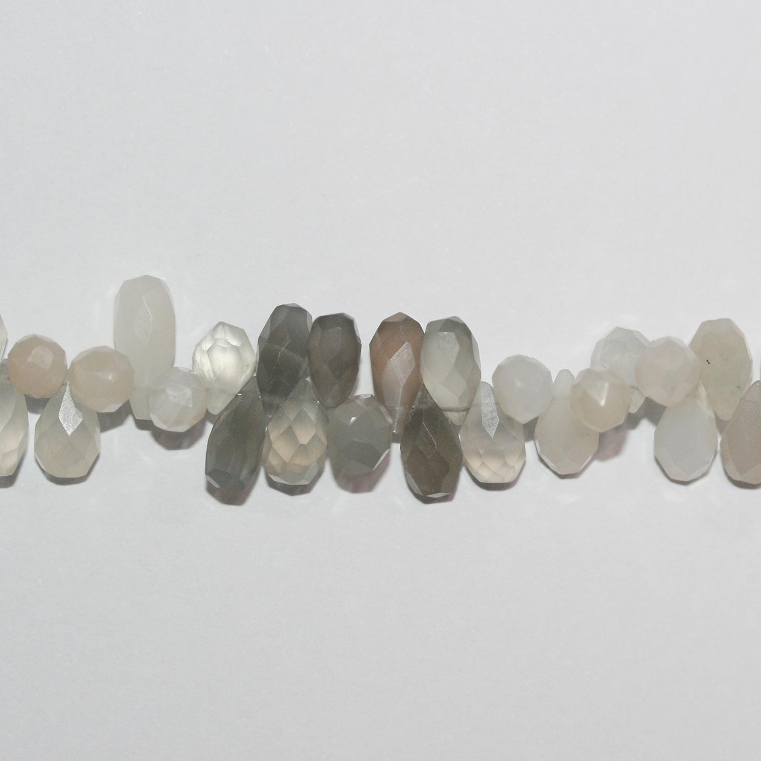 11" St Multicolor Moonstone Faceted Drop Beads 10x5mm.Approx.-Strand 28cm.