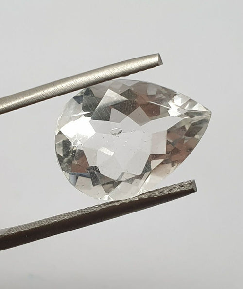 1 Pc AAA  Natural Rock Crystal Quartz Faceted Pear Drop  12x16mm - Natural Quartz- Natural Gemstone