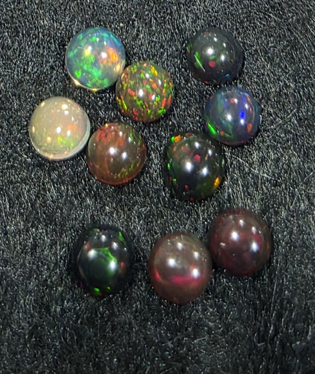 Ethiopian Black Opal Lot Round Cabochon 3mm. (10pcs)  -Gemstone Parcels-Loose Stones Wholesale Price