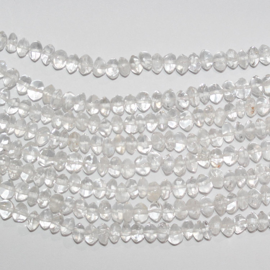 Perles rondelles lisses en cristal de roche St 14" (6 x 4 mm) - Longueur approximative : 38 cm