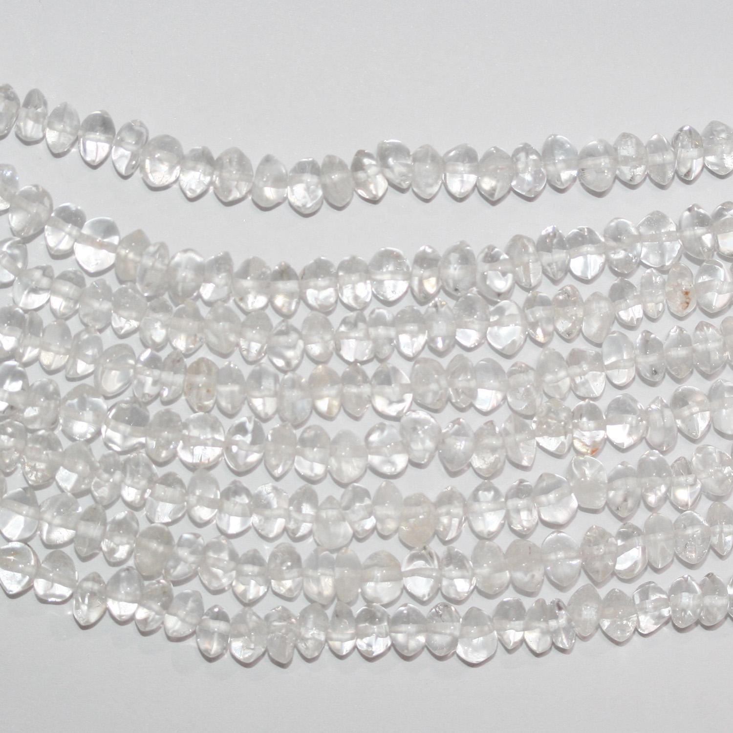 Perles rondelles lisses en cristal de roche St 14" (6 x 4 mm) - Longueur approximative : 38 cm