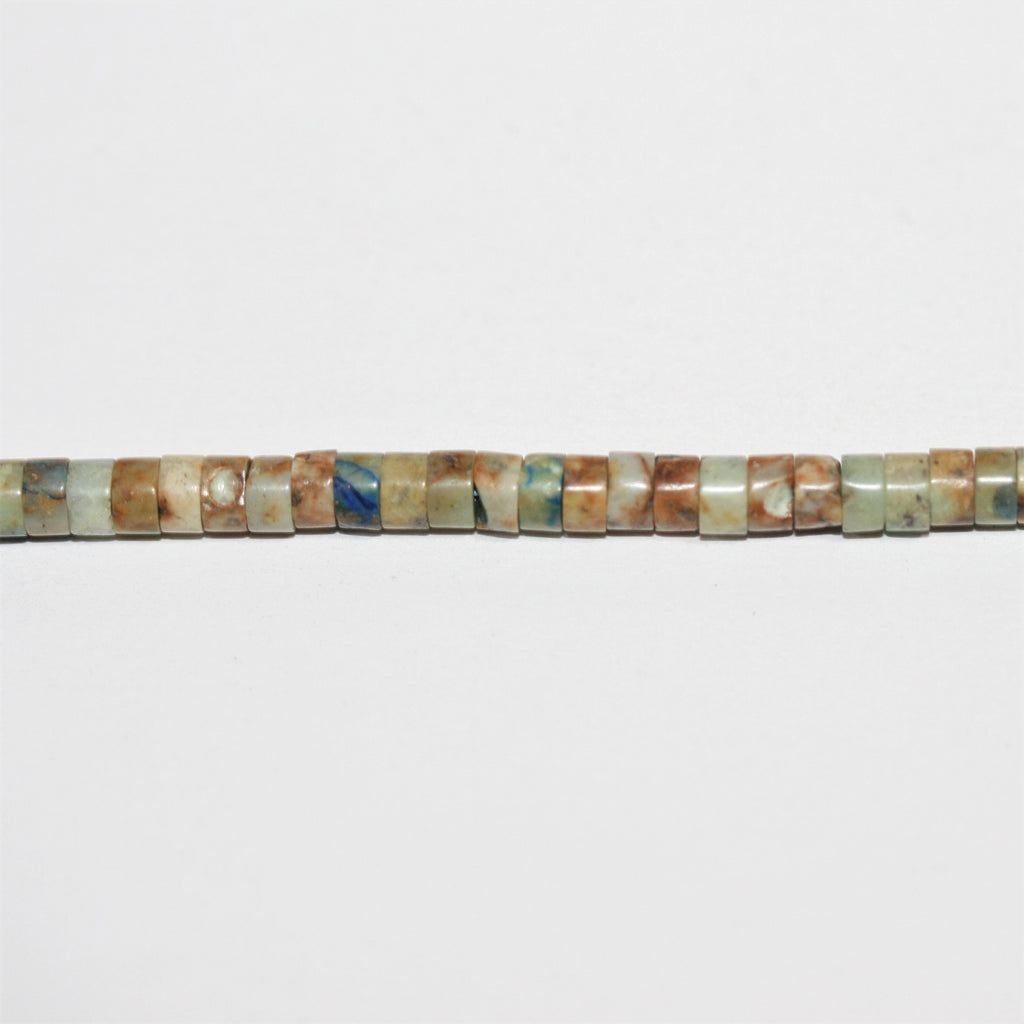 Perles disques lisses en chrysocolle St 15" 4x2mm.- Brin 39cm.