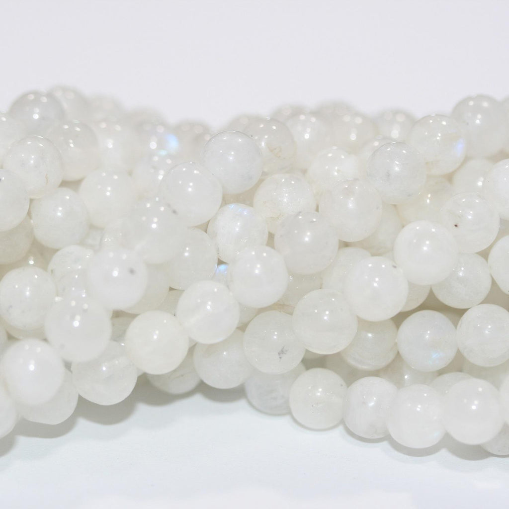 14" St Moonstone Smooth Round Beads 6.5-7mm -Strand 36cm.
