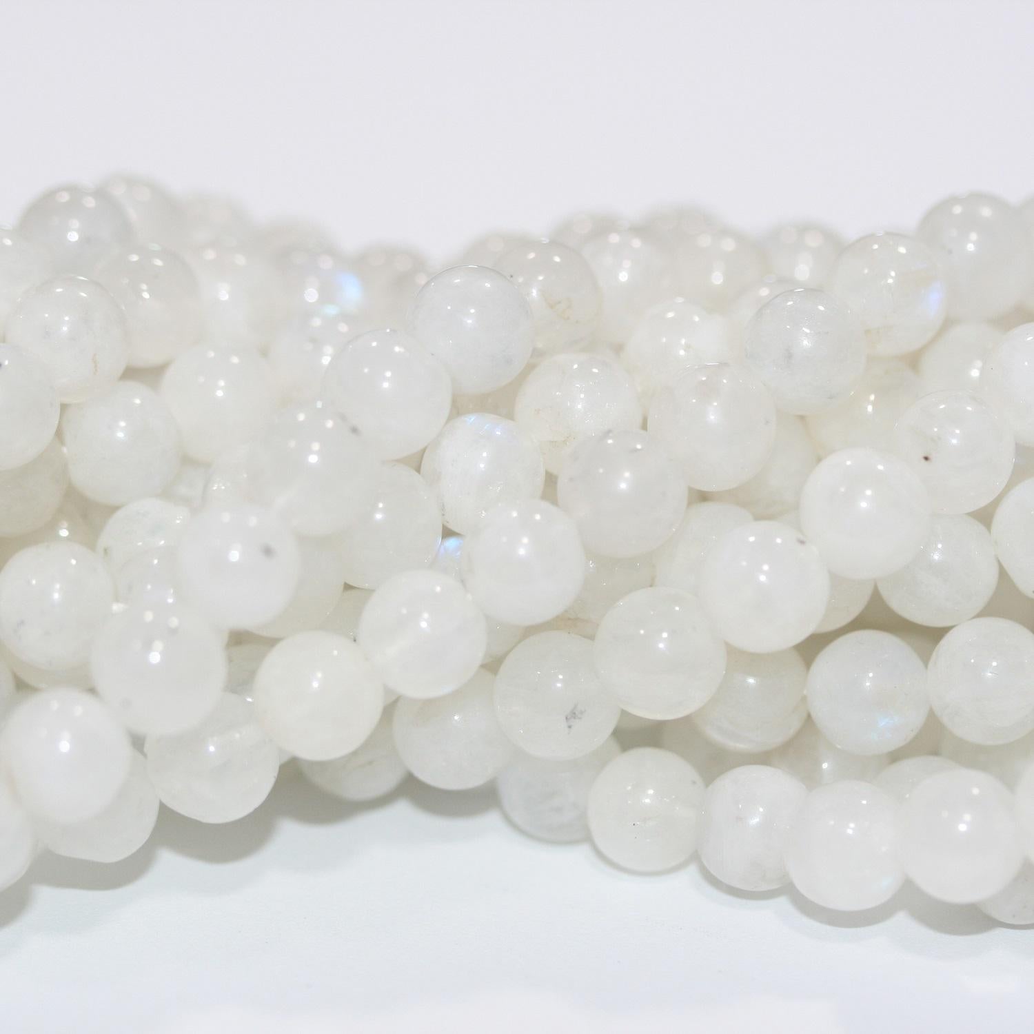 14" St Moonstone Smooth Round Beads 6.5-7mm -Strand 36cm.
