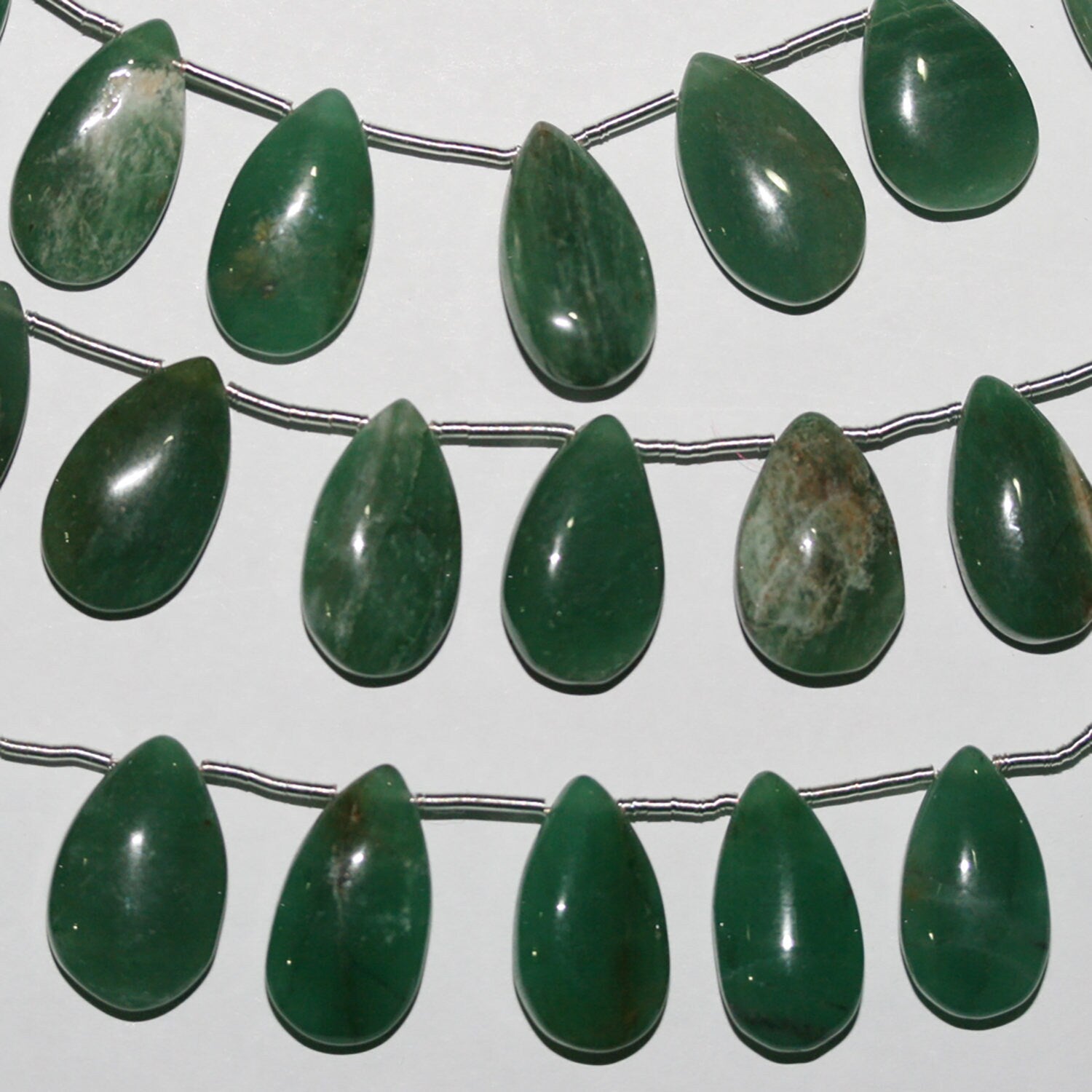 Cuentas de aventurina de 18 cm (16 x 10 mm) en forma de gota lisa.