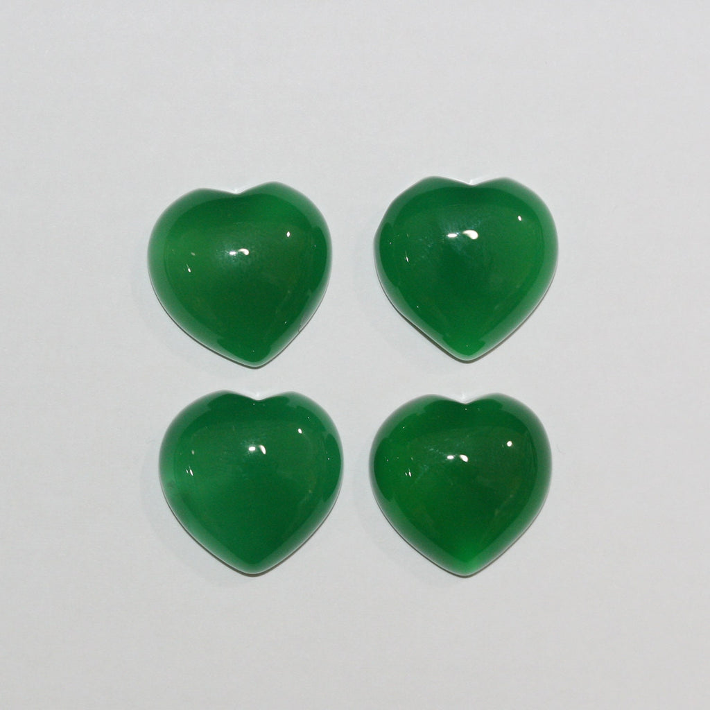 Lote de 4 cabujones de corazón de ágata verde de 20 mm. (4 piezas)
