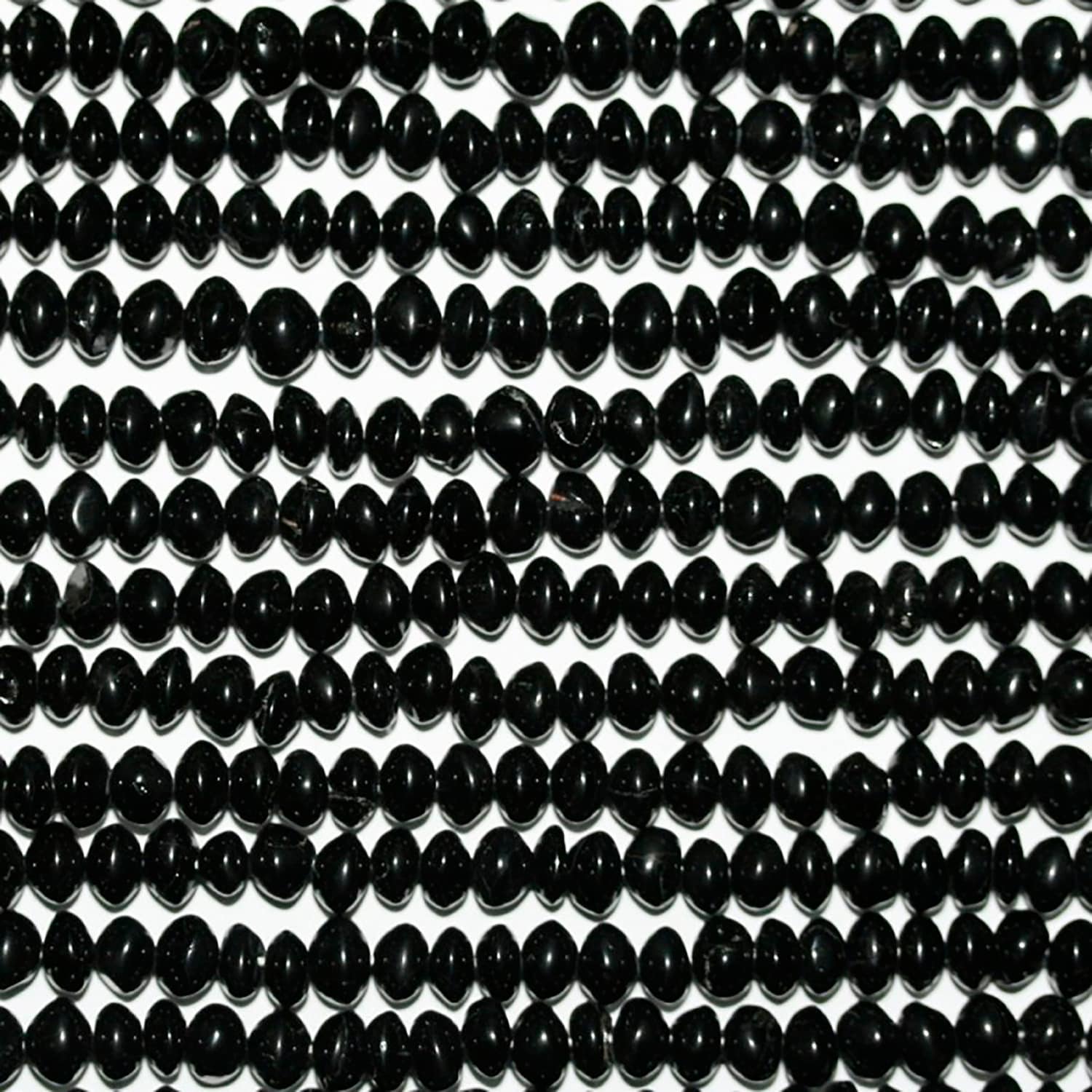 14" St Black Tourmaline Smooth Rondelle 5x3mm.-Strand 37cm.